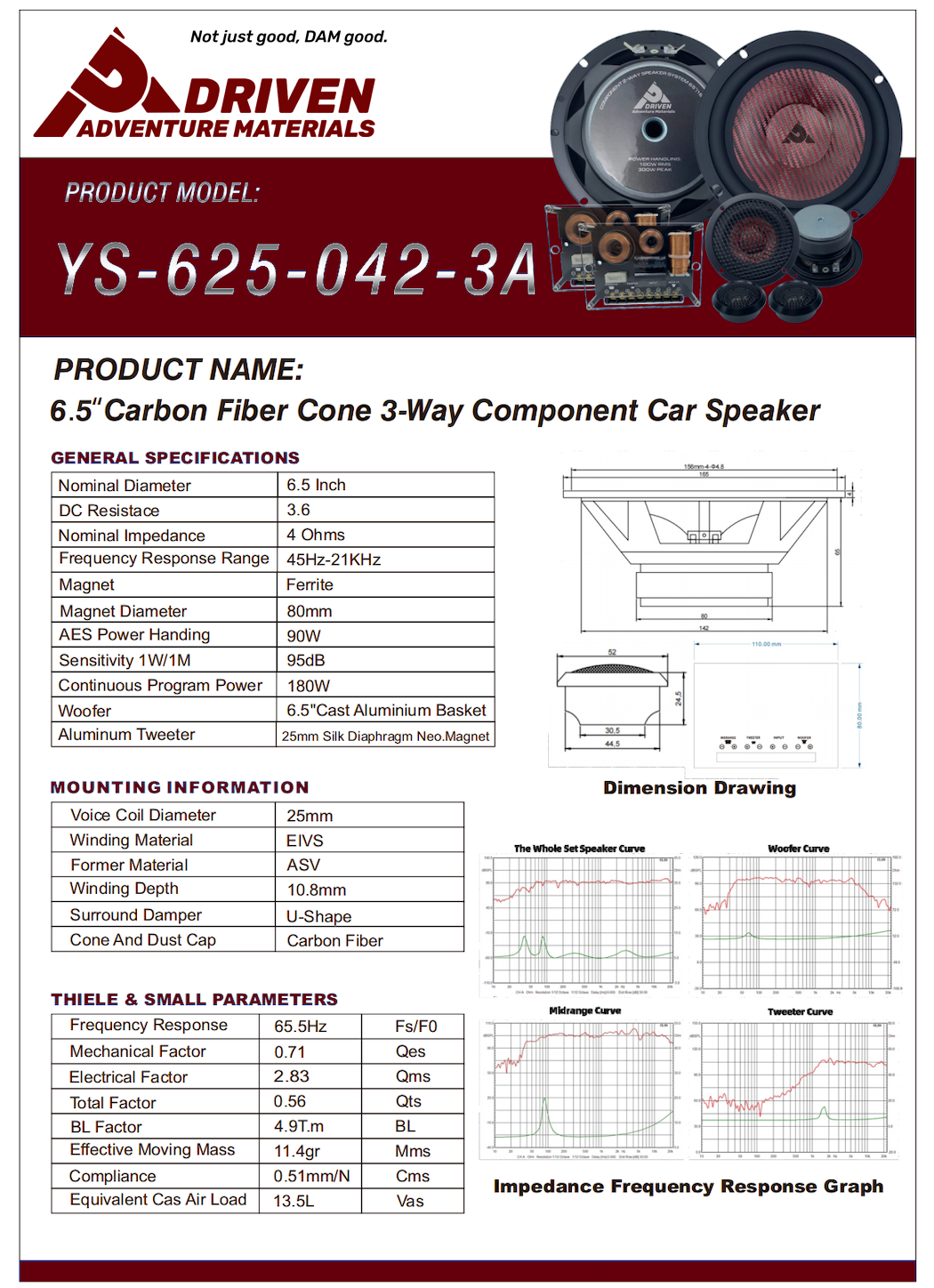 6.5" 3-Way Component Speaker System
